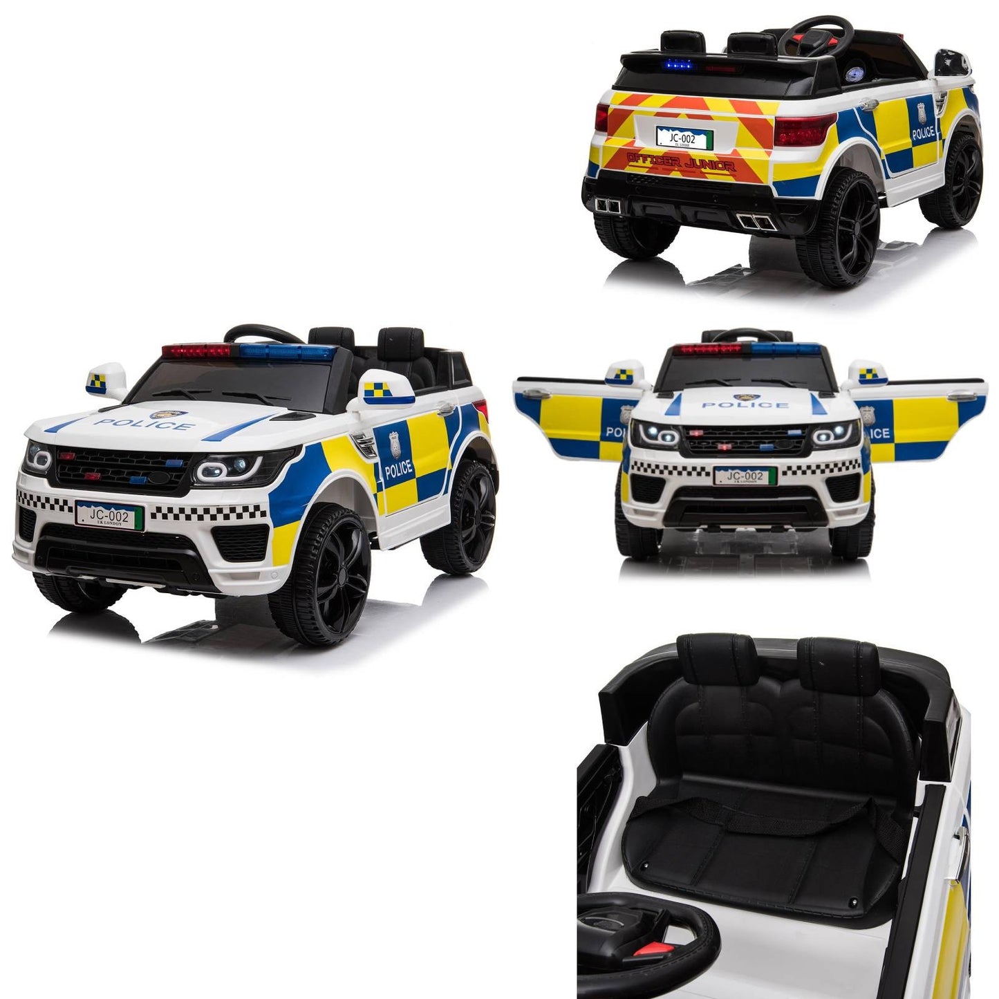 Kids Electric 12V Ride on Battery Police SUV Car W/2.4G Remote Control 3-8 Years