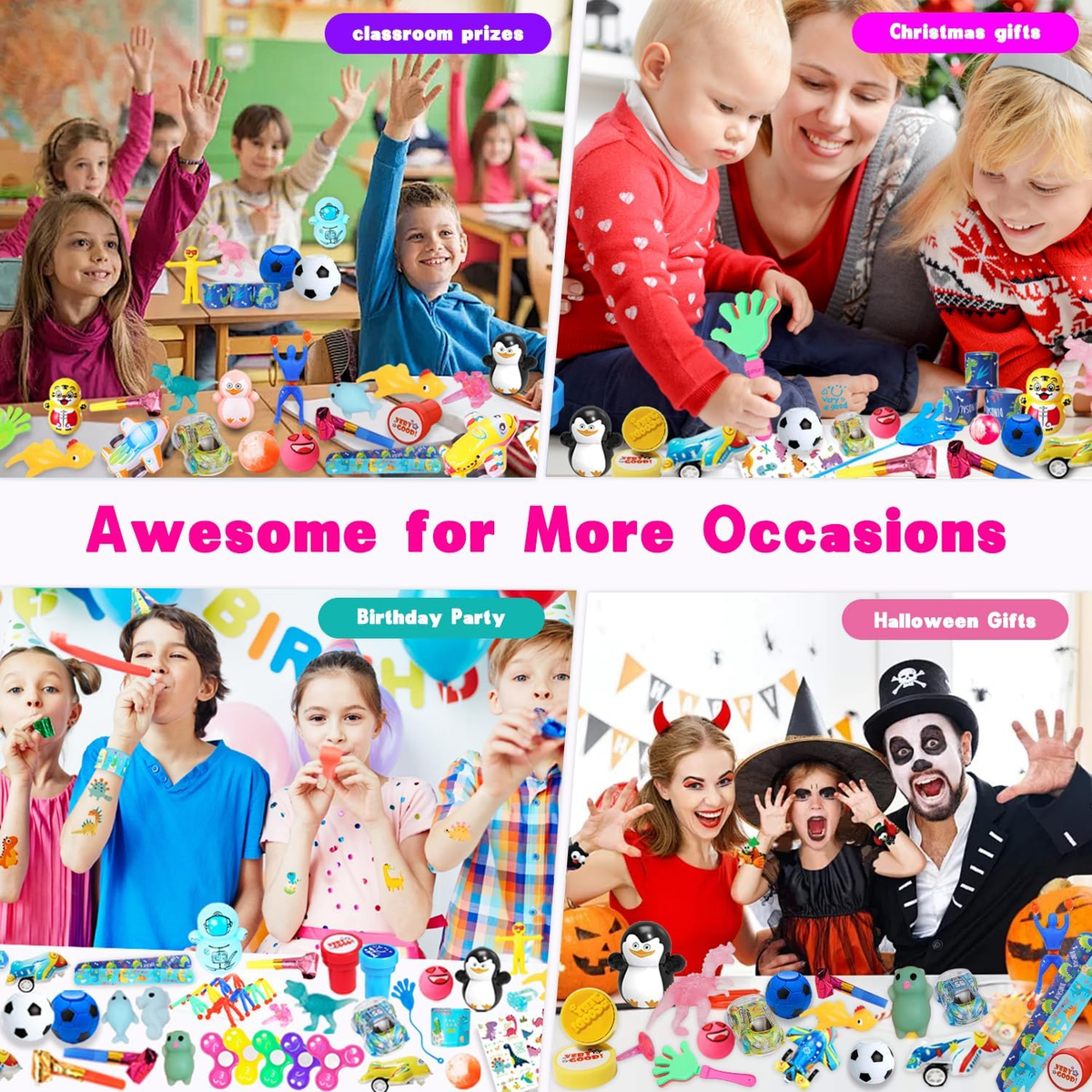 100Pcs Party Bag Fillers - Pre Filled Party Bags for Kids, Mini Party Favours for Boys & Girls, Pinata Fillers, Lucky Dip Prizes for Kids, Birthday Return Gifts & Teacher Prize Box Fillers