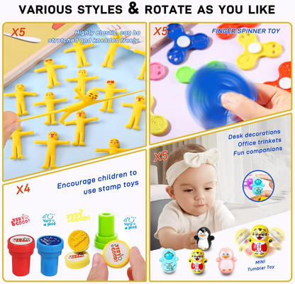 100Pcs Party Bag Fillers - Pre Filled Party Bags for Kids, Mini Party Favours for Boys & Girls, Pinata Fillers, Lucky Dip Prizes for Kids, Birthday Return Gifts & Teacher Prize Box Fillers