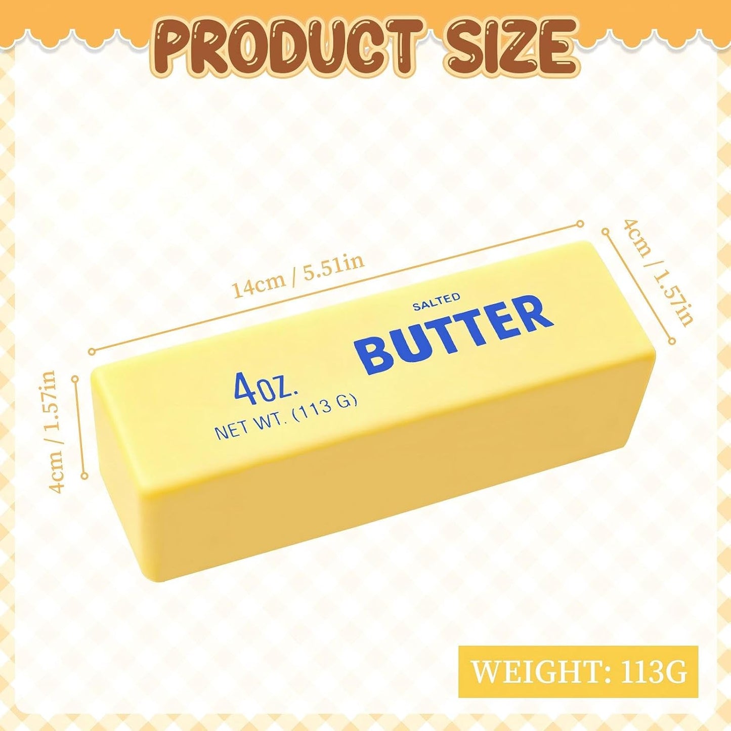 Squeeze Butter Toy, Butter Squishy Stress Toy, Slow Rebound Butter Squeeze Stress Toy, 5.5"X1.5" Stress Relief Sensory Toys for Adults, Funny Novelty Office Desk Decor (A-1PC)
