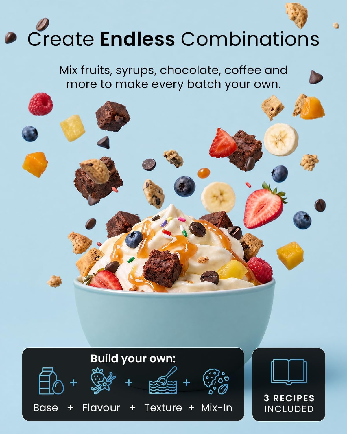 Easyfreezy® Ice Cream Maker & Slushie Machine (7 Presets) - No Pre Freezing Needed, Ready in 20Mins - Soft Serve, Milkshakes, Frappe, Frozen Drinks, Cocktails, Slushies & Chilled Desserts