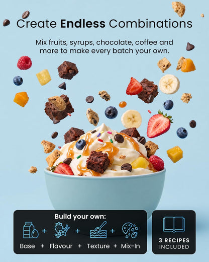 Easyfreezy® Ice Cream Maker & Slushie Machine (7 Presets) - No Pre Freezing Needed, Ready in 20Mins - Soft Serve, Milkshakes, Frappe, Frozen Drinks, Cocktails, Slushies & Chilled Desserts