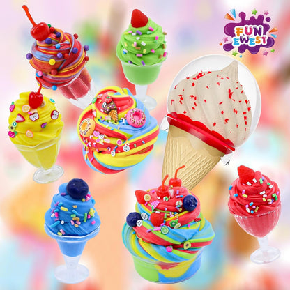 DIY Ice Cream Slime Making Kit for Girls Age 8-12 | Arts and Crafts for Kids-Diy Slime Kit with Fluffy Butter Cloud and Slime Activator, Birthday Gifts for Boys and Girls