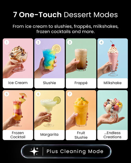 Easyfreezy® Ice Cream Maker & Slushie Machine (7 Presets) - No Pre Freezing Needed, Ready in 20Mins - Soft Serve, Milkshakes, Frappe, Frozen Drinks, Cocktails, Slushies & Chilled Desserts
