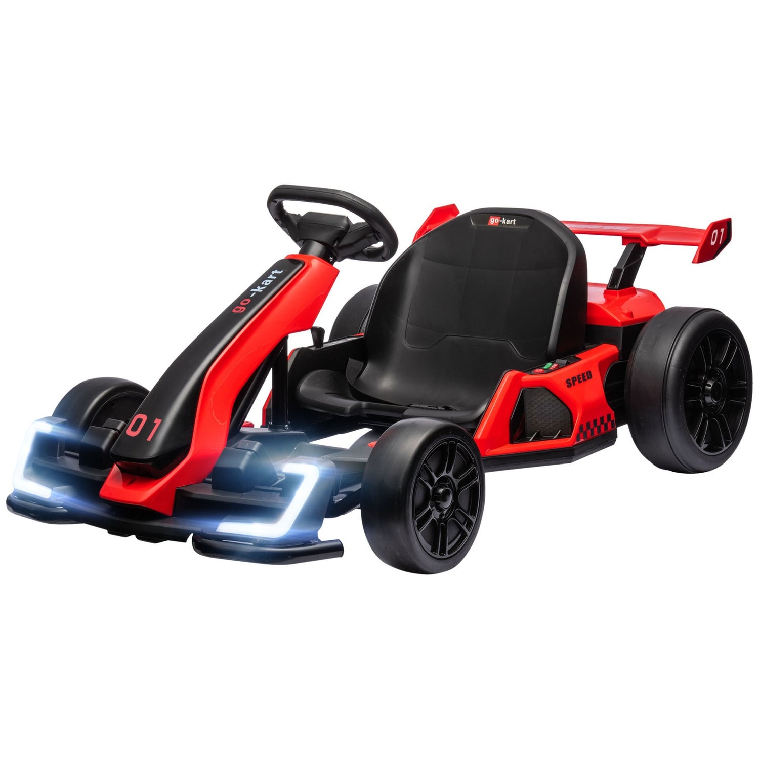 HOMCOM 24V Electric Go Kart for Kids with Adjustable Seat, Red