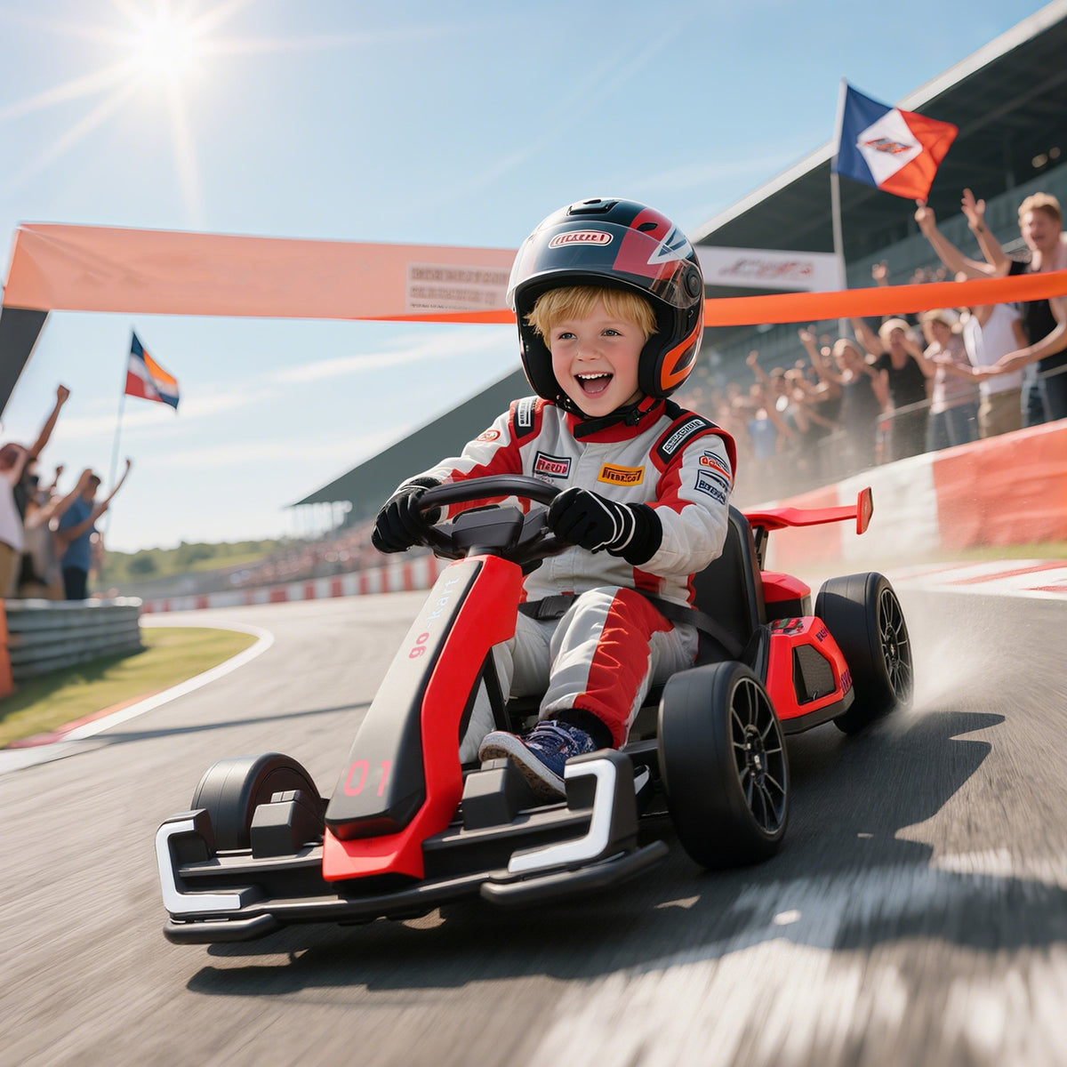 HOMCOM 24V Electric Go Kart for Kids with Adjustable Seat, Red