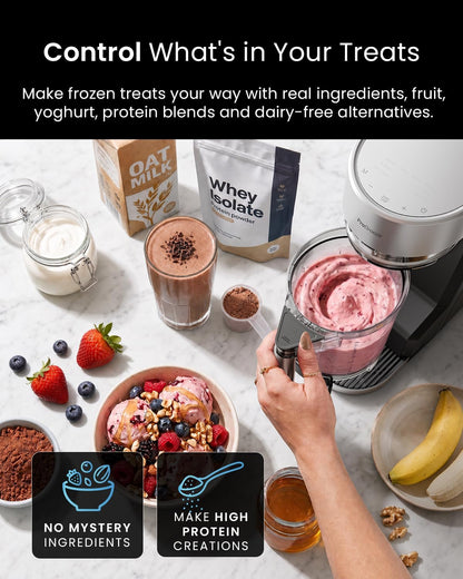 Easyfreezy® Ice Cream Maker & Slushie Machine (7 Presets) - No Pre Freezing Needed, Ready in 20Mins - Soft Serve, Milkshakes, Frappe, Frozen Drinks, Cocktails, Slushies & Chilled Desserts