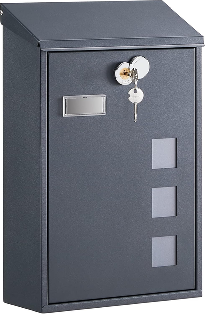 Post Box, Wall Mounted Letterbox, Viewing Windows, Nameplate