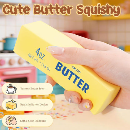 Squeeze Butter Toy, Butter Squishy Stress Toy, Slow Rebound Butter Squeeze Stress Toy, 5.5"X1.5" Stress Relief Sensory Toys for Adults, Funny Novelty Office Desk Decor (A-1PC)