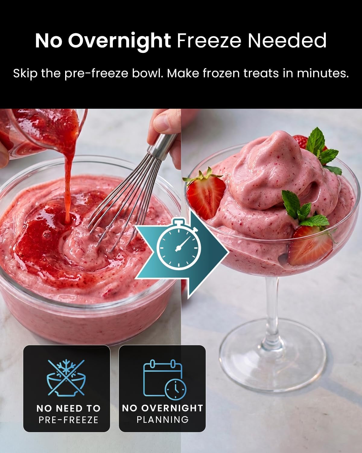 Easyfreezy® Ice Cream Maker & Slushie Machine (7 Presets) - No Pre Freezing Needed, Ready in 20Mins - Soft Serve, Milkshakes, Frappe, Frozen Drinks, Cocktails, Slushies & Chilled Desserts