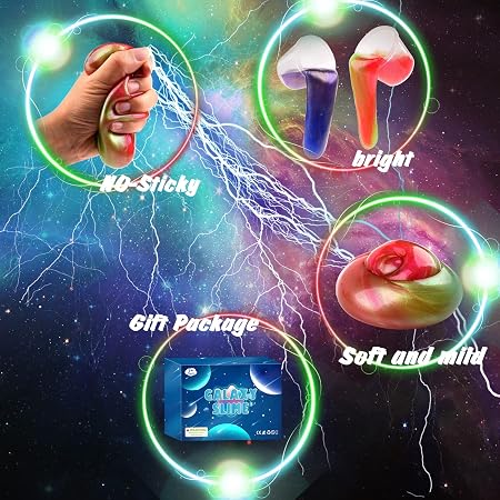 Promotional graphic for a 'Galaxy Slide' product with colorful text and graphics on a space-themed background.